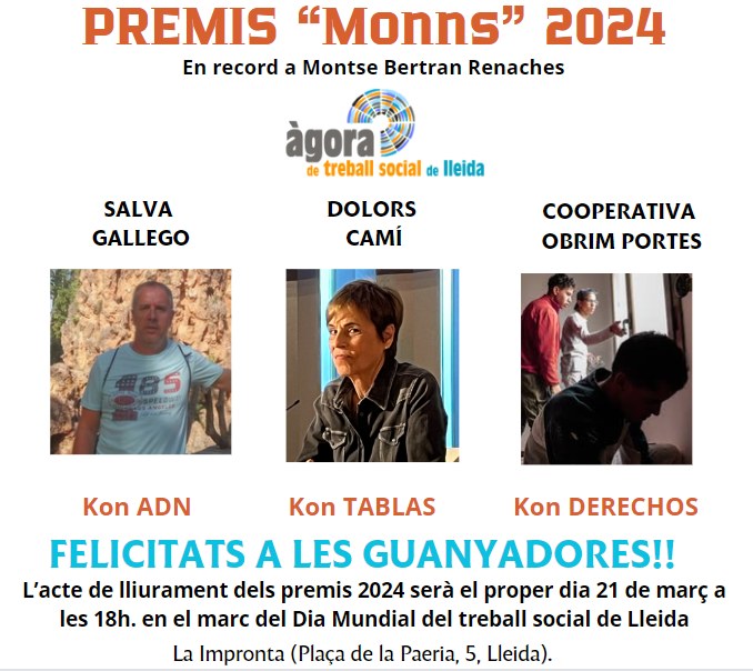 PREMIS “Monns” d’Àgora de treball social de Lleida 2024